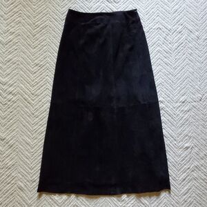 Vintage black suede panel long skirt